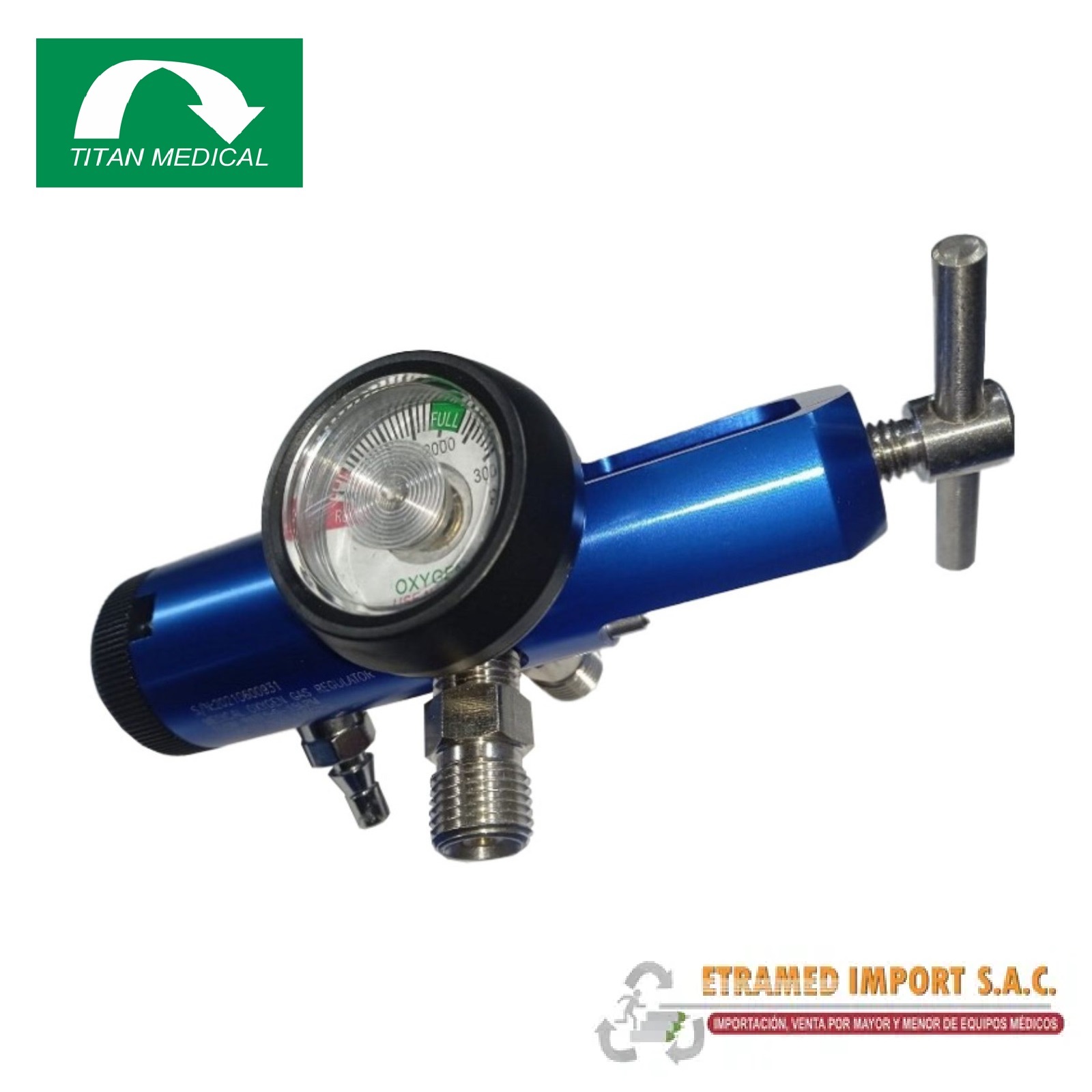 REGULADOR DE OXIGENO DE 3 SALIDAS 0-15 LPM CGA-870 TITAN MEDICAL